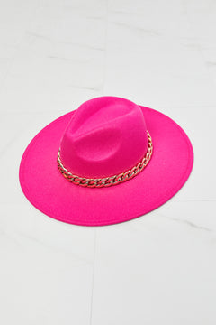 Fame Accessories Fuchsia Chain Fedora: Fashion's Bard.