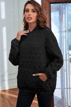 Choco Delight Quilted Kangaroo Pocket Hoodie