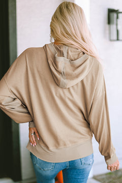 Charming Khaki Waffle Knit Hooded Jacket