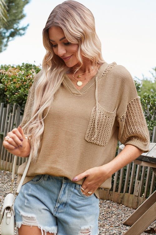 Stay stylish & cosy with Hooded Knit Top!