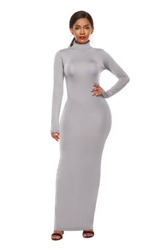 Elegant Maxi Dress with Mock Neck Sophistication