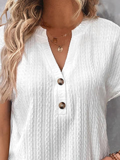 Textured Notched Elegance Blouse