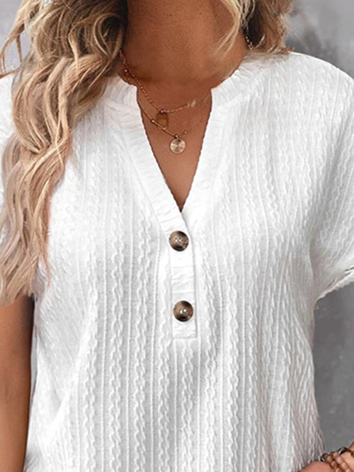 Textured Notched Elegance Blouse