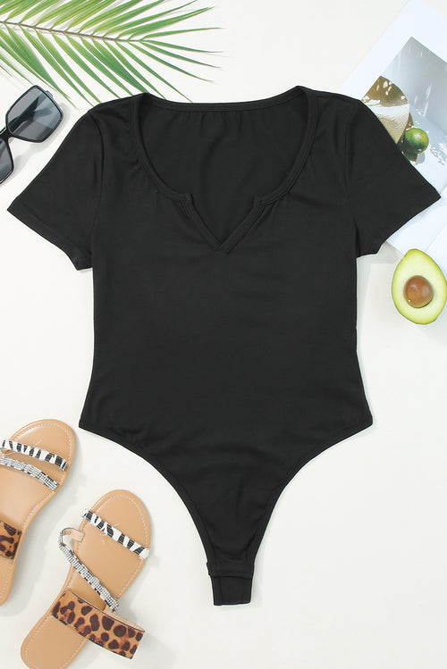 Chic Black V-Neck Bodysuit: Effortless Elegance