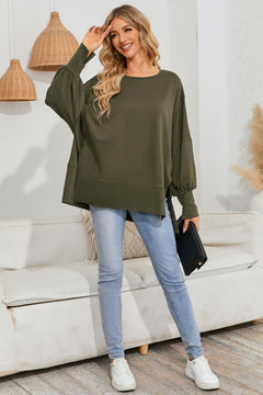 Black Patchwork Drop Shoulder Oversized Top