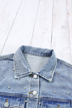 Mist Blue Rhinestone Denim Jacket: Sparkle On!