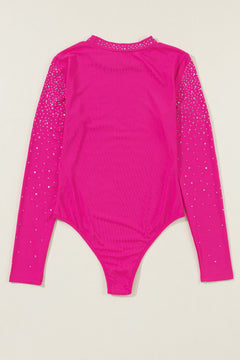 Shimmering Rose Rhinestone Mesh Bodysuit: Shine On!