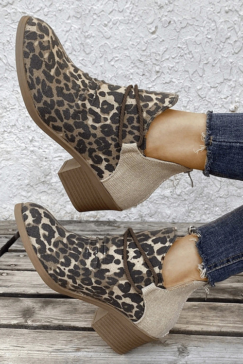 Leopard Elegance: Luxe Patchwork Heel Booties