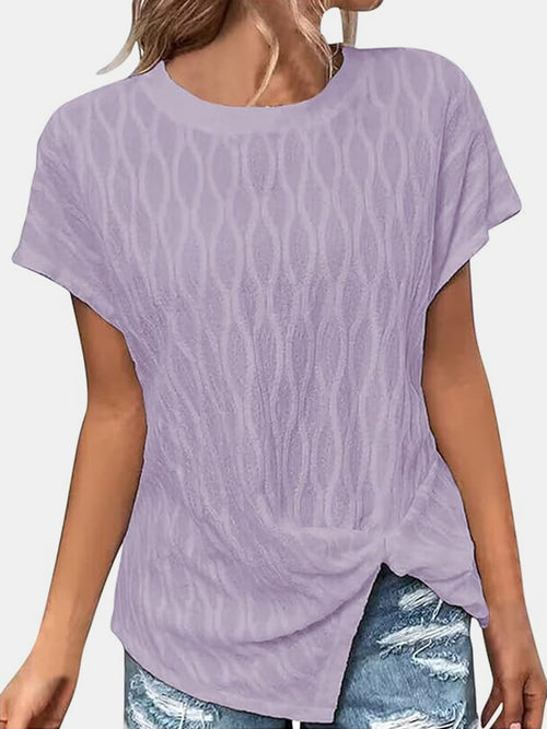 Luxurious Sheer Ruched T-Shirt - Effortless Elegance