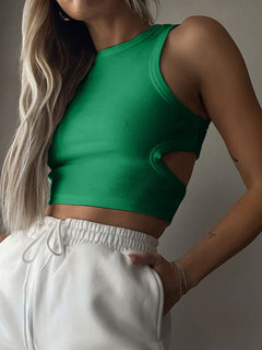 Allure Sheer Cutout Tank: Luxe Statement Piece