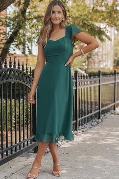 Sophisticated Sea Green Elegance Midi Dress