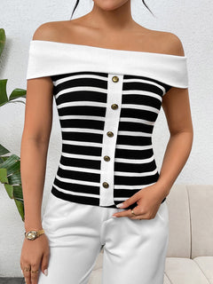 Chic Off-Shoulder Button Top: Style Meets Comfort