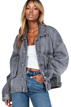 Gray Chest Pockets Denim Jacket: Effortless Layering