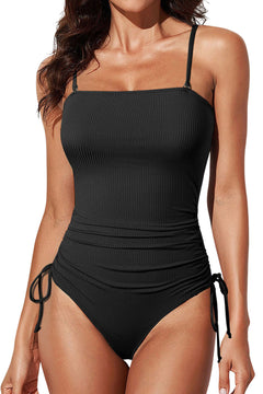 Enchanting Black Ribbed Monokini