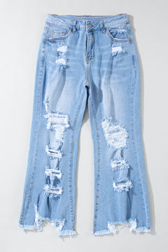 Sky Blue Distressed High Waist Jeans: Stylish!