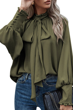 Get Noticed in Jungle Green Frilled Blouse