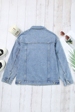 Mist Blue Rhinestone Denim Jacket: Sparkle On!