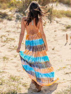 Tie-Dye Elegance: Halter Neck Dress