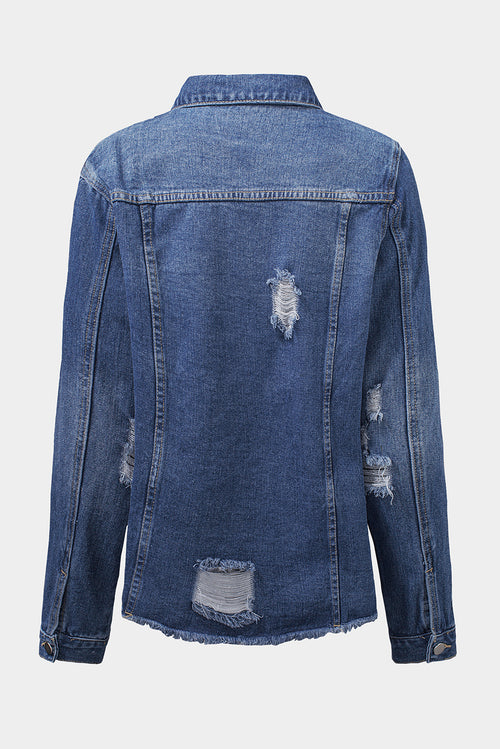 Blue Distressed Denim Jacket: Elevate Your Style!