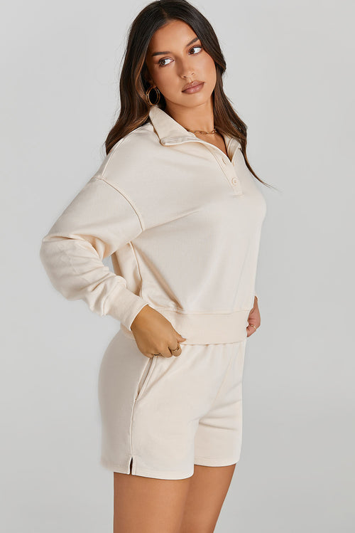 Apricot Dream: Chic High Neck Lounge Set