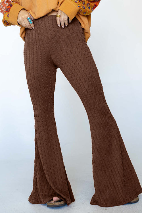 Retro Chic Coffee Flare Pants: Timeless Comfort!