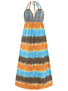 Tie-Dye Elegance: Halter Neck Dress