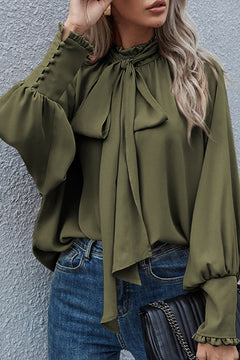 Get Noticed in Jungle Green Frilled Blouse