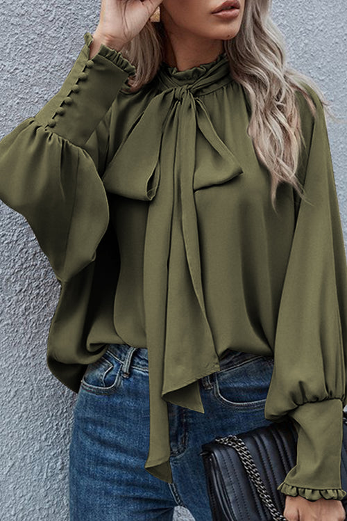 Get Noticed in Jungle Green Frilled Blouse