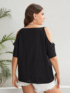 Moonlit Enchantment Cold-Shoulder Blouse: Whisper Love.