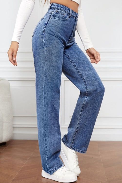 High Waist Straight Jeans: Slay daily, effortlessly! 🌟