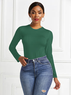 Elegant Round Neck Long Sleeve Bodysuit