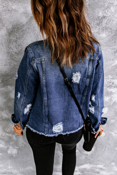 Blue Distressed Denim Jacket: Elevate Your Style!