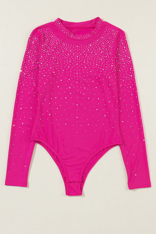 Shimmering Rose Rhinestone Mesh Bodysuit: Shine On!