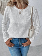 Chic Comfort: Eyelet Sheer Blouse - Sizes S to 2XL