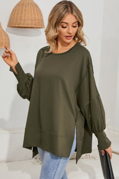 Black Patchwork Drop Shoulder Oversized Top