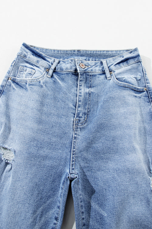 Comfy Distressed High Rise Jeans: Playful Denim