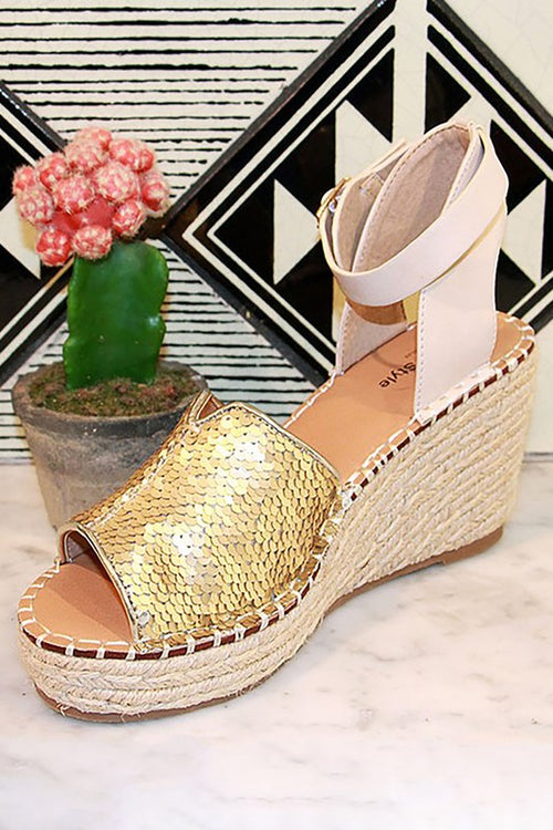 Opulent Sequin Espadrille Wedges: Berlin Dream Edition