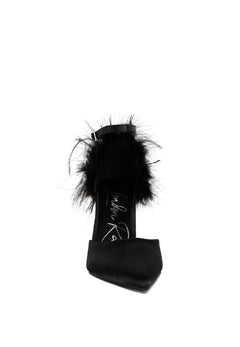 Opulent Satin & Fur Statement Heels