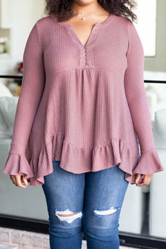 Enchanted Love Pink Plus Ruffled Top: Romance's Embrace