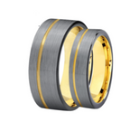 Elegant Grey & Gold Tungsten Wedding Bands