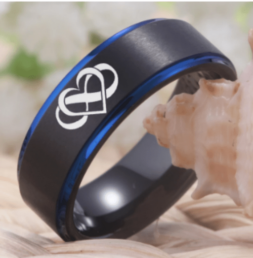 Eternal Love Black Blue Tungsten Rings: Indulgent