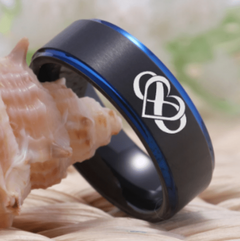 Eternal Love Black Blue Tungsten Rings: Indulgent