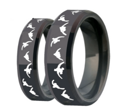 Majestic Black Tungsten Animal Engraved Rings