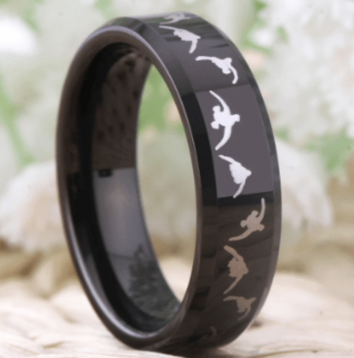 Majestic Black Tungsten Animal Engraved Rings