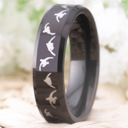 Majestic Black Tungsten Animal Engraved Rings