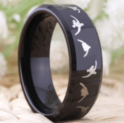 Majestic Black Tungsten Animal Engraved Rings