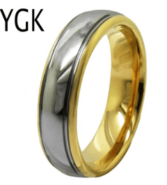 Golden Dome Groove Tungsten Wedding Set