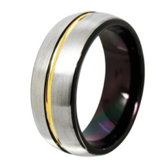 Opulent Golden Black Tungsten Ring: Unmatched Elegance