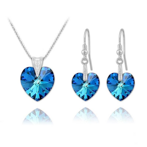 Bermuda Blue Swarovski Heart Jewellery Set 🌟
