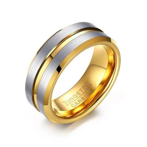 Luxury Gold Inlay Tungsten Ring